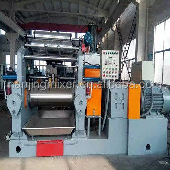Rubber and Plastic Refining Two Roll Open Mixing Mill with Stock Blender 18 Inch Diameter